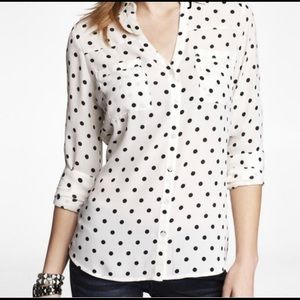Black And white polkadot button up women’s shirt